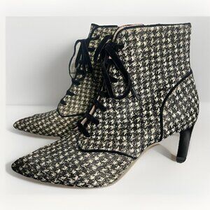 AD & Daughters NEW Houndstooth Calf's Hair Leather Booties, Size 7 Woman’s